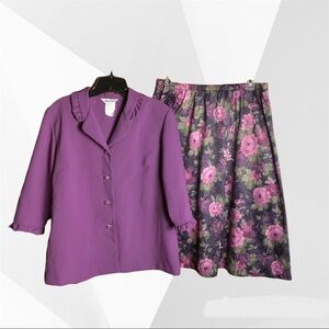 Anthony Richards Plum & Floral Skirt Set Wm 14